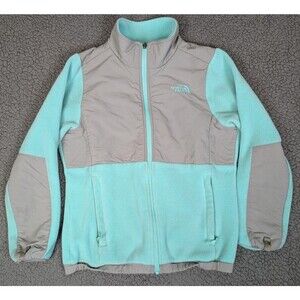 The North Face Fleece Jacket Girls Sz Large 14/16 Mint Green Zip Up Pockets